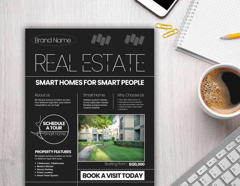 Image of a marketing brochure on a desk.