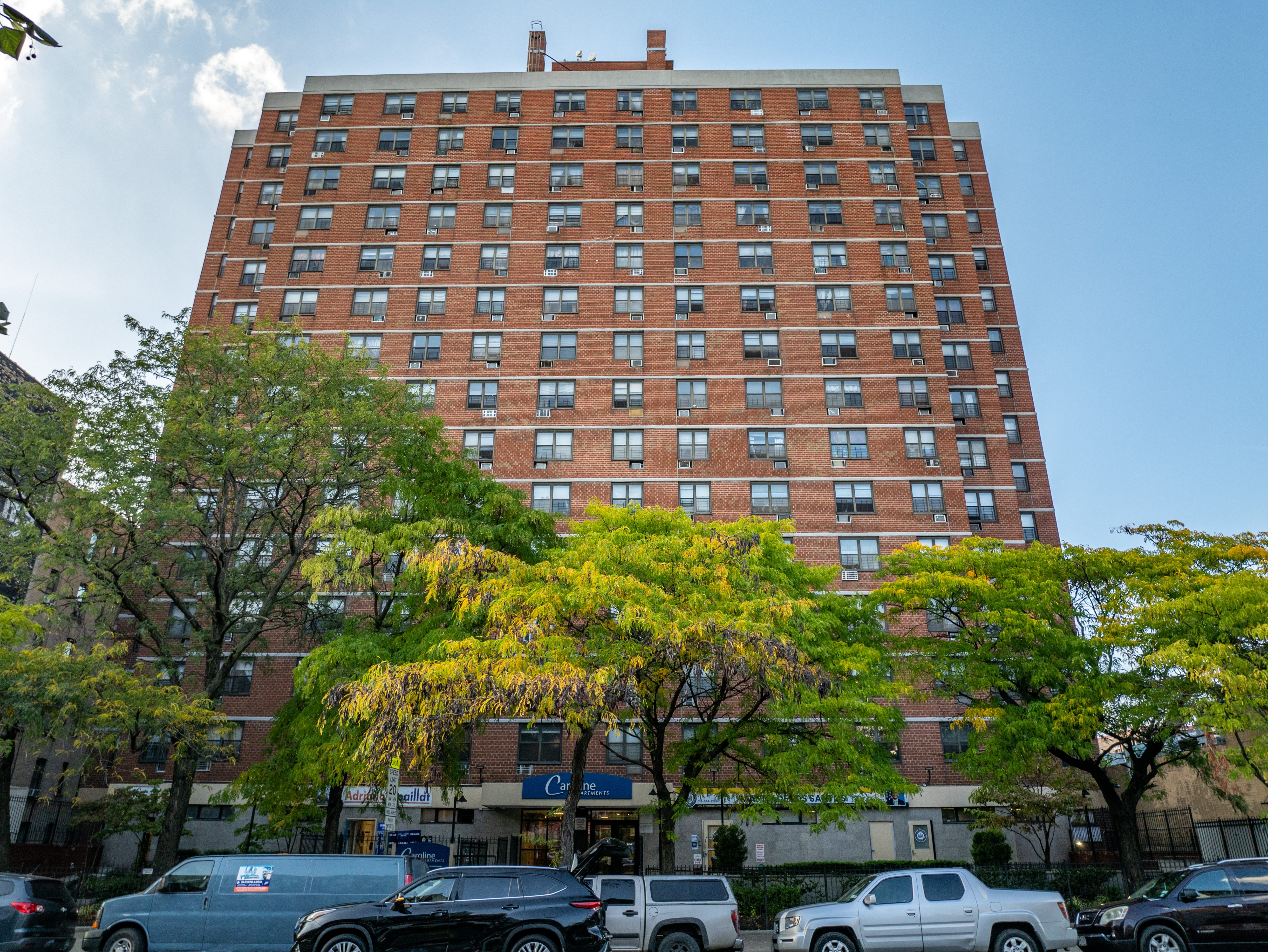 Exterior shot of Caroline Apartments, a 126-unit affordable community in Manhattan's Inwood neighborhood.