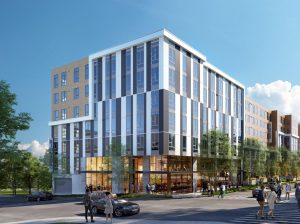 A rendering of Leeway, a 360-unit transit-oriented multifamily property to be built in the Seattle suburb of Shoreline, Washington