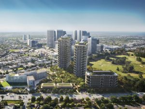 A rendering of the One Beverly Hills mixed-use development in Beverly Hills, Calif.