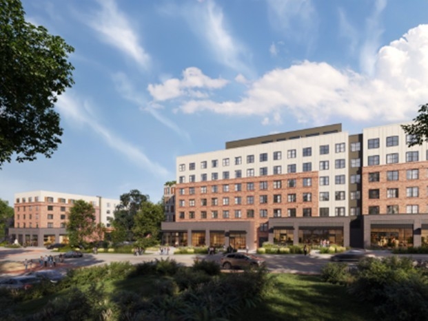 Exterior rendering of Rambler Clemson, a student housing project in Clemson, S.C.