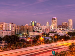 Beautiful aerial city view. St Pete is a famous Florida attraction for tourists.