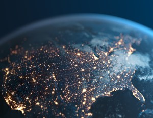 Image of the United States from space at night
