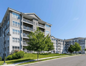 Exterior shot of Abbey Lane Apartments in Danbury Connecticut.