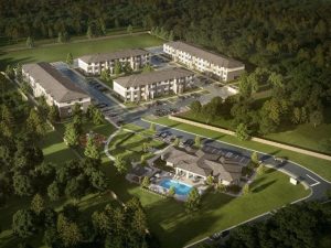 A rendering of Ekos at Warrington, a $41.9 million, 120-unit affordable housing property in Pensacola, Fla., that will be built by McDowell Housing Partners.