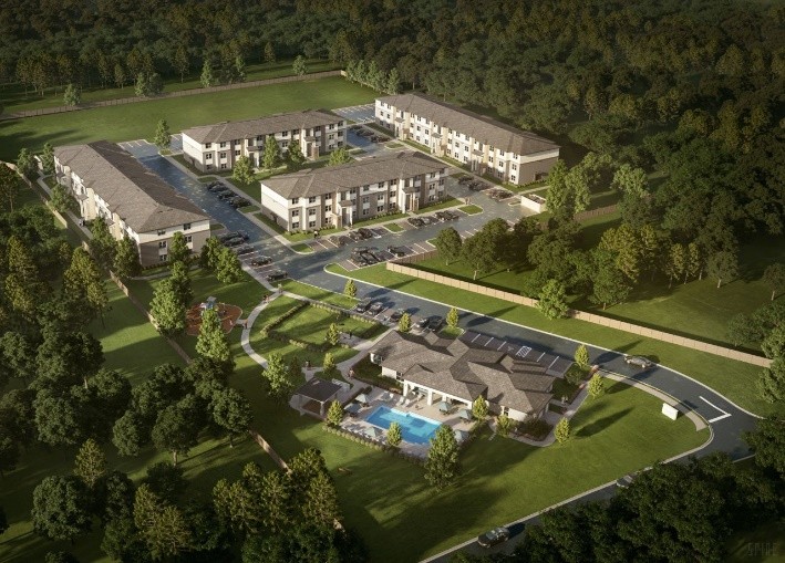 A rendering of Ekos at Warrington, a .9 million, 120-unit affordable housing property in Pensacola, Fla., that will be built by McDowell Housing Partners.