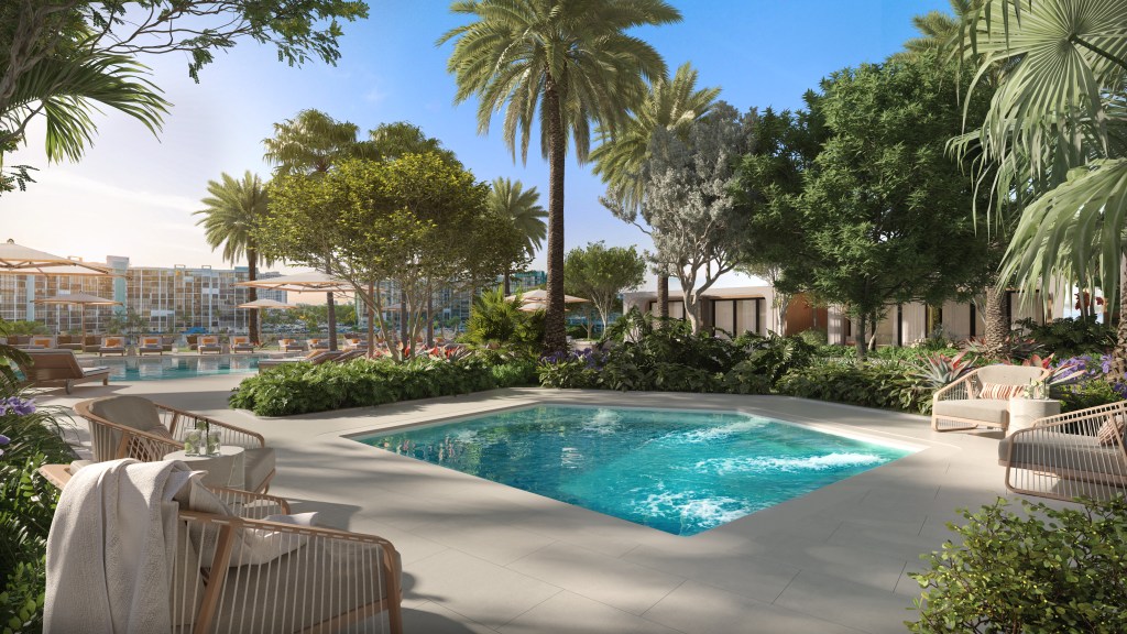 Rendering of the pool deck at Icon Beach.