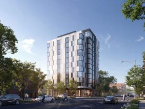 A rendering of the 12-story, 76,000-square-foot, 80 unit building being developed by The Community Builders that will provide a mix of affordable and market-rate housing on the site of a former public housing project in Chicago's South Loop.