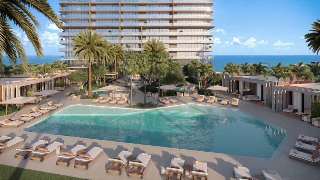 Rendering of the outdoor pool at Icon Beach.