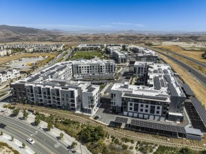 Drone shot depicting VAYA on Axia, a multifamily property in Chula Vista, Calif.