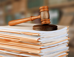 Gavel with documents
