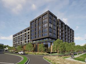 Rendering of Hunter's Branch, an office-to-residential project in Fairfax, Va.