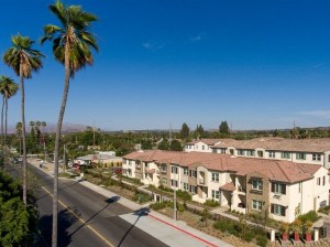 Drone shot of the Hawthorne in Riverside, Calif.