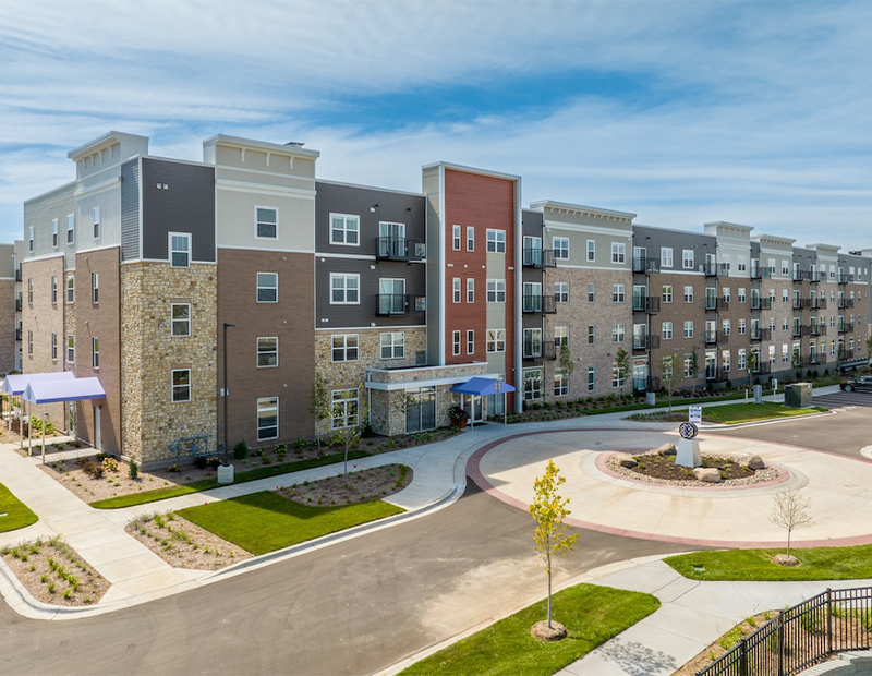 Front enterence of multifamily community in Woodbury, Minn.