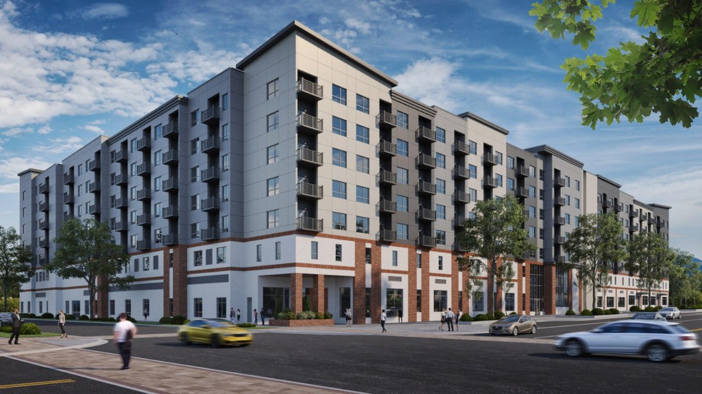 A rendering of Garden Station, a mixed-use development in west suburban Villa Park, Ill