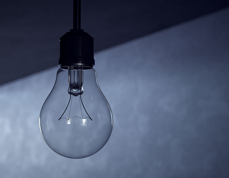 A lightbulb that's off in the dark.
