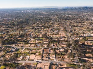 The aftermath of the January 2025 Palisades wildfires in Los Angeles.