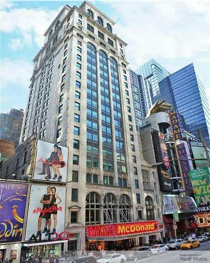 Exterior shot of the former office building at 221 W. 41st St. in Manhattan, which Yellowstone will convert to a residential community.