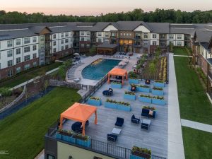 Aerial shot of 2000 West Creek Apartments, a 373-unit community in Richmond, Va.