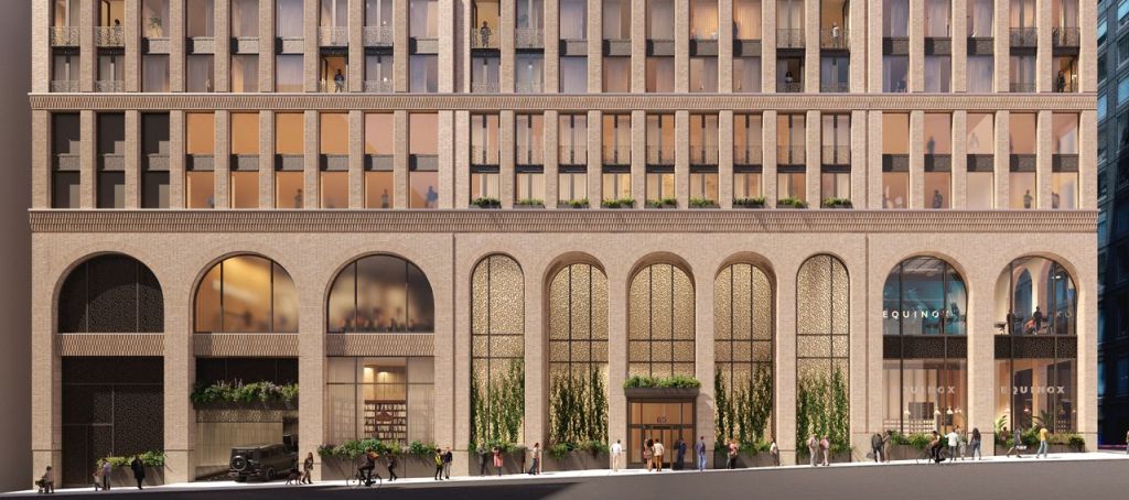 A rendering of the entrance to 65 Franklin Street.