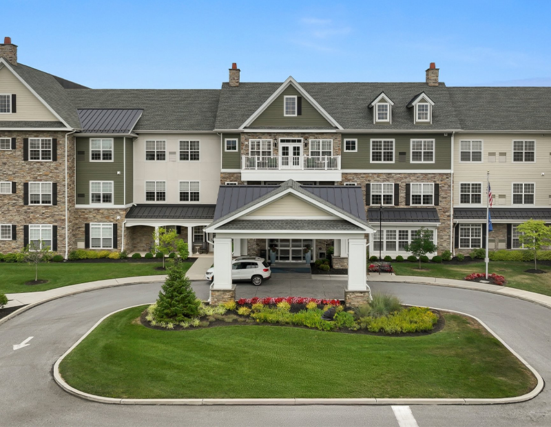 exterior of senior housing living facility in Pennsylvania.