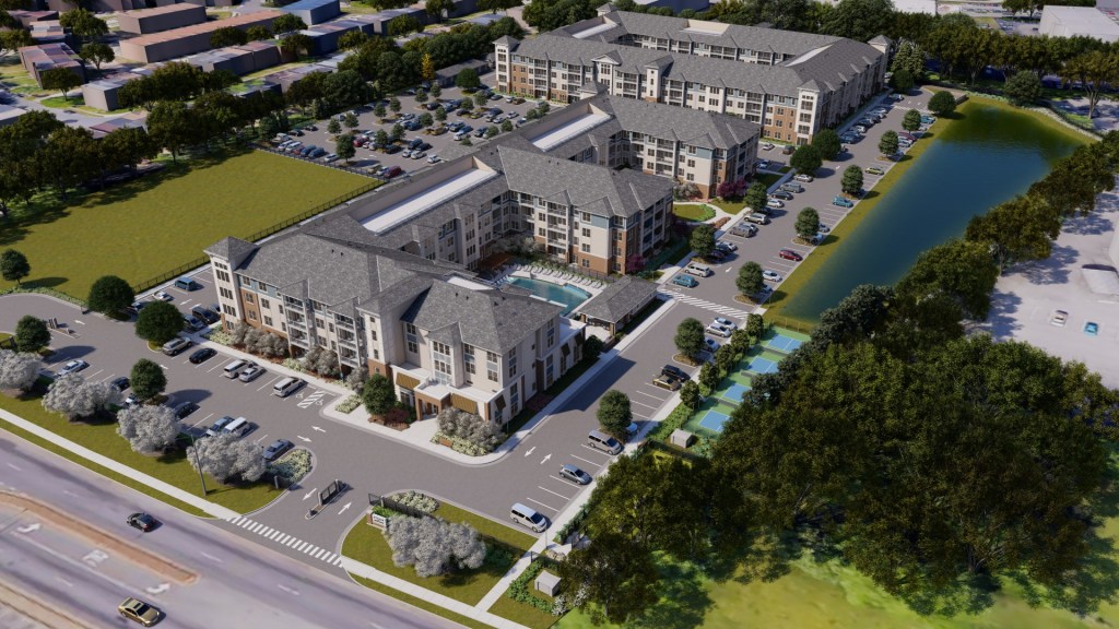A rendering of Attain at Newtown, an .3 million, 320-unit, Class A multifamily community being developed by Bonaventure in Norfolk, Va.