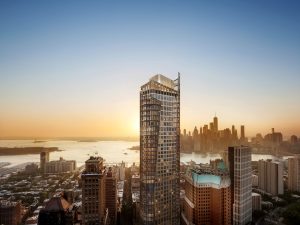 Exterior rendering of the 47-story One Montague Place in Brooklyn Heights.