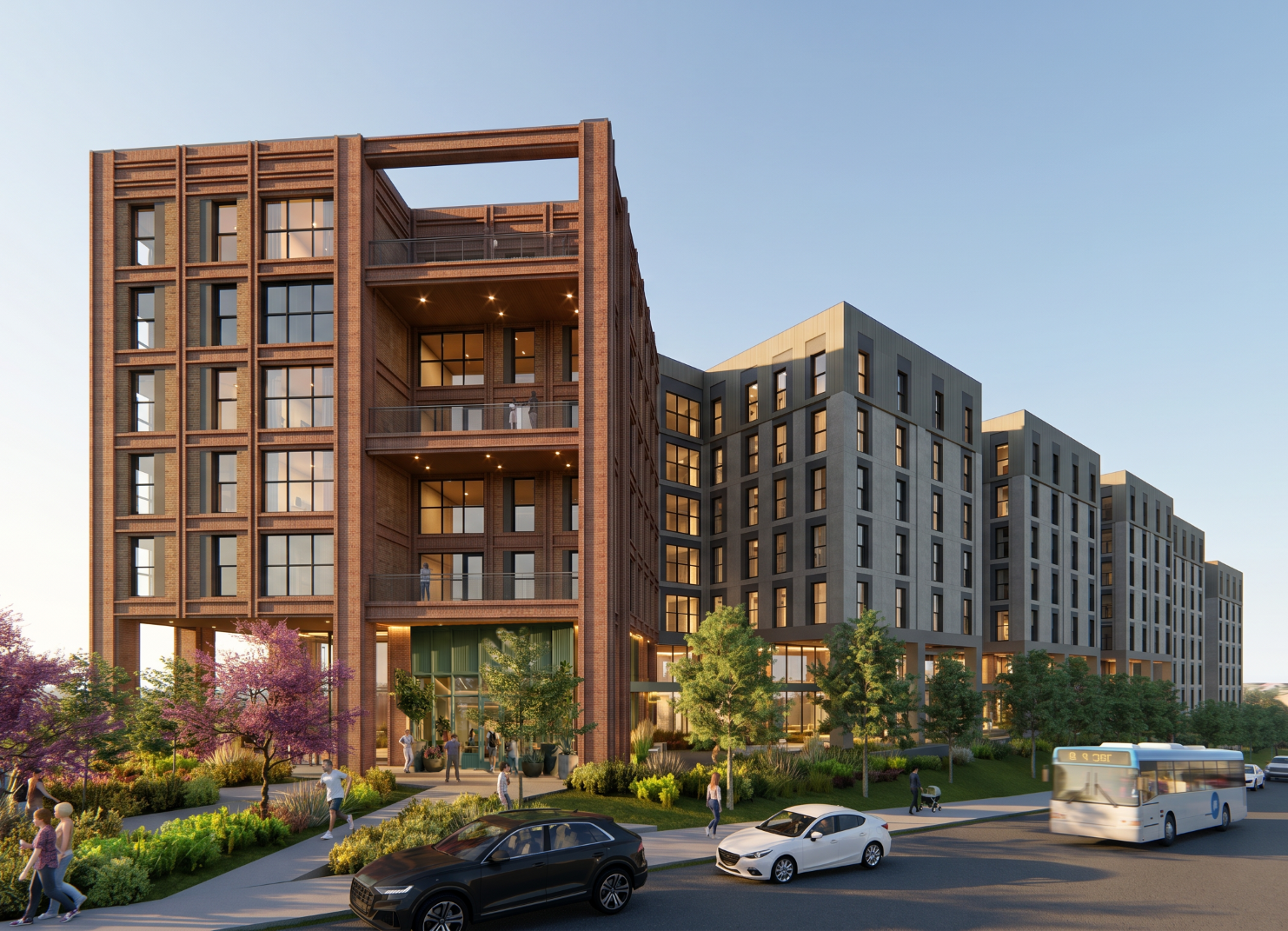 A rendering of Hub Athens Dougherty, a 536-unit, 1,656-bed student housing community being developed near the University of Georgia Campus in Athens, Ga.