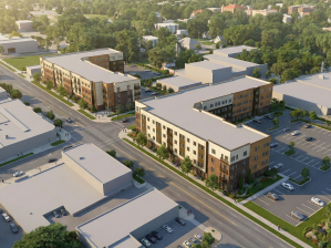 A rendering of Linwood and Troost, a 194-unit development planned by Milhaus in Kansas City, Mo. that's expected to break ground this year. The Low Income Housing Tax Credit development is one of eight projects being built this year by Milhaus, which has merged with SRG Residential.