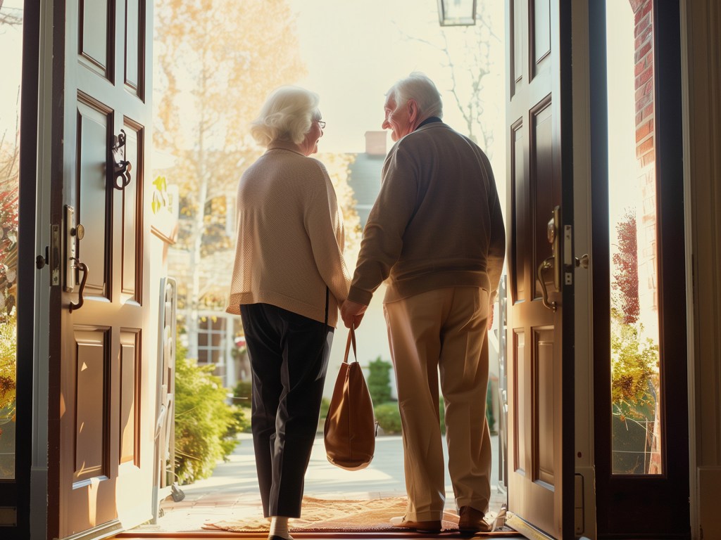 Image of Senior Couple holding hands