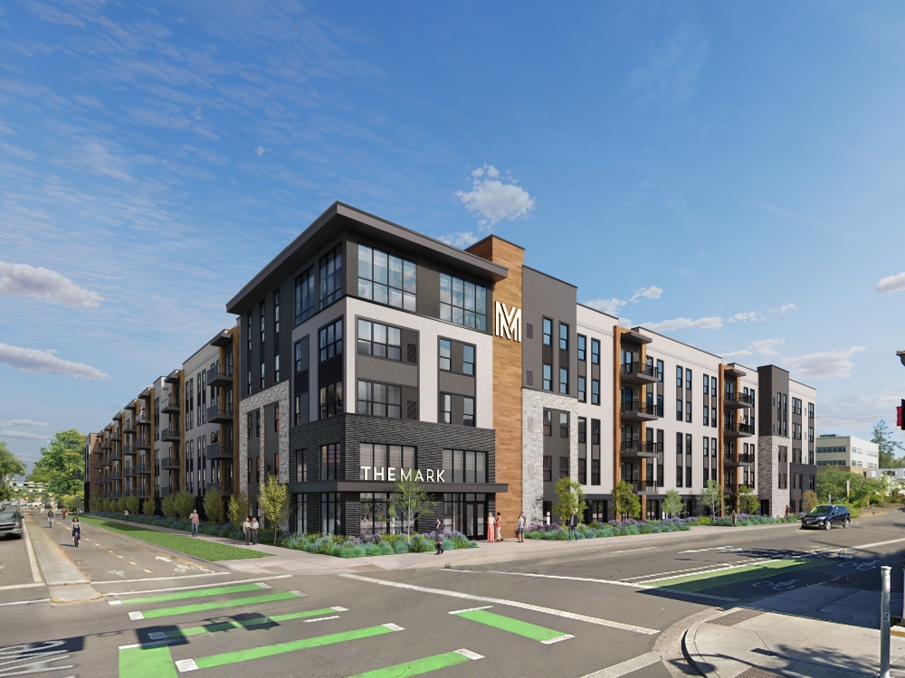 Exterior rendering of The Mark Eugene, a student housing project in Eugene, Ore.