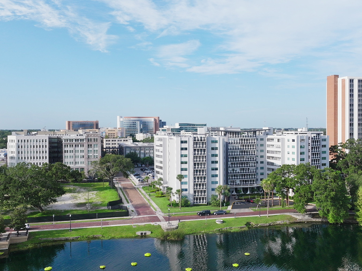 Downtown Orlando Residential District with Distant Skyline, Florida