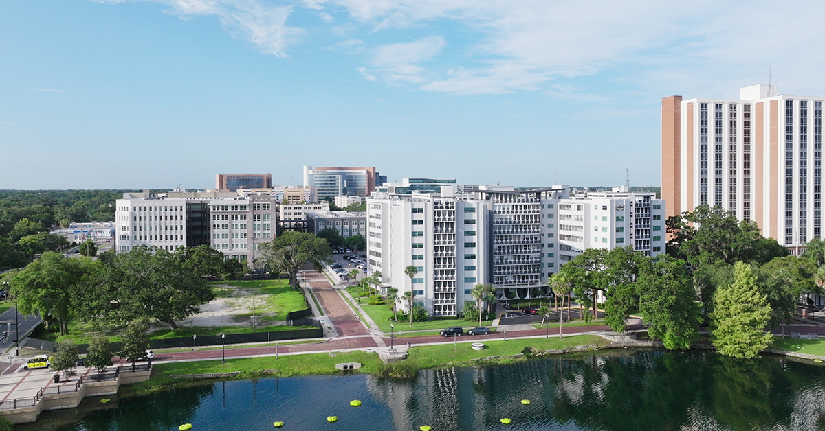 Downtown Orlando Residential District with Distant Skyline, Florida