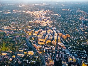 Aerial photo of the Arlington Virginia USA area along Wilson Blvd