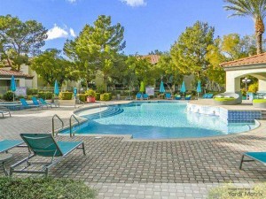 Exterior shot depicting Mirasol's pool amenities, which Waterton renovated before selling the multifamily property.