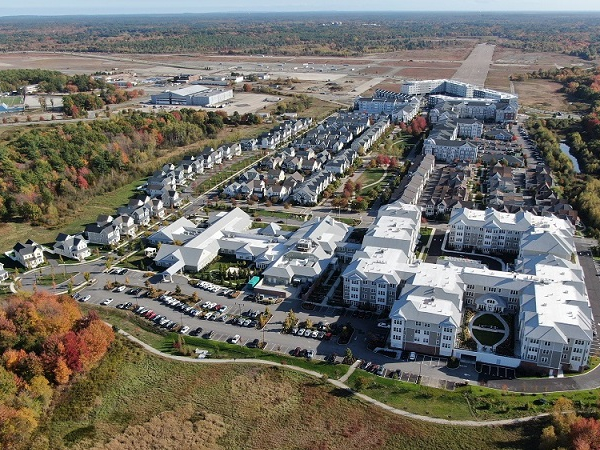 Aerial shot of the Former South Weymouth Naval Air Station in Weymouth, Mass.