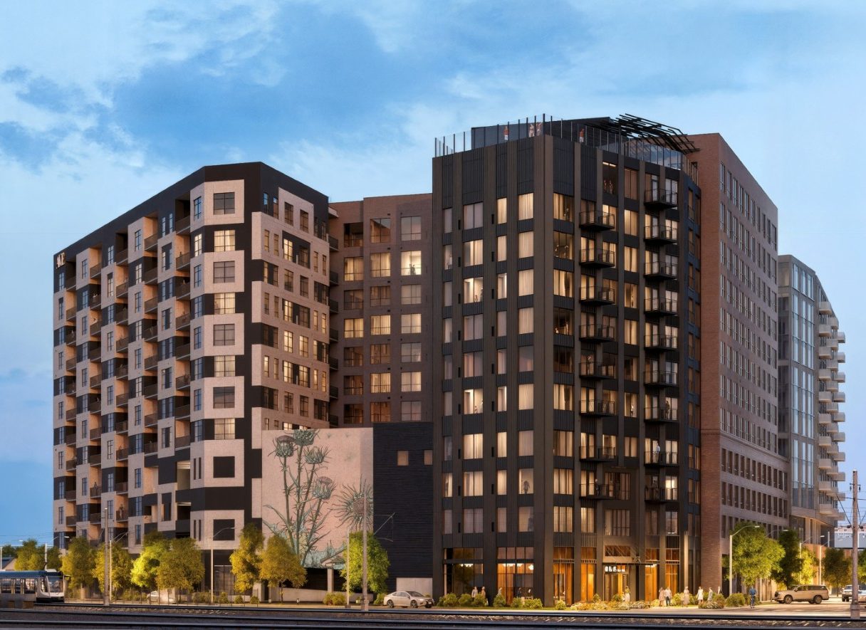 A rendering of AVE Station House in Denver