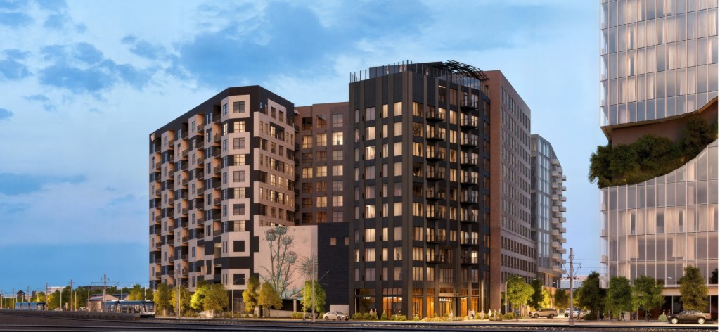 A rendering of AVE Station House in Denver
