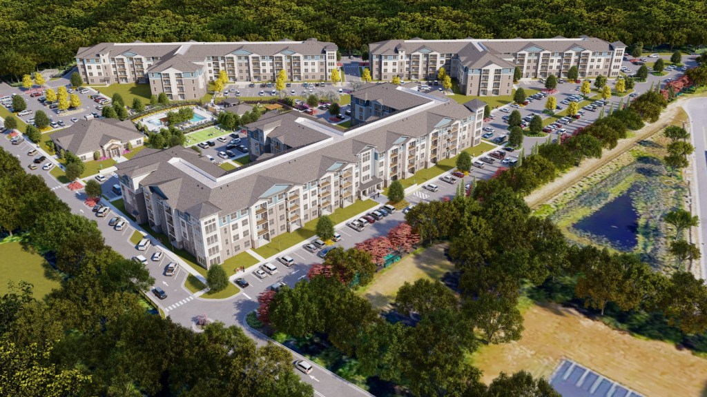A rendering of Attain at Swift Creek, a $93.3 million, 344-unit, Class A multifamily community to be built in Chester, Va., by Bonaventure.