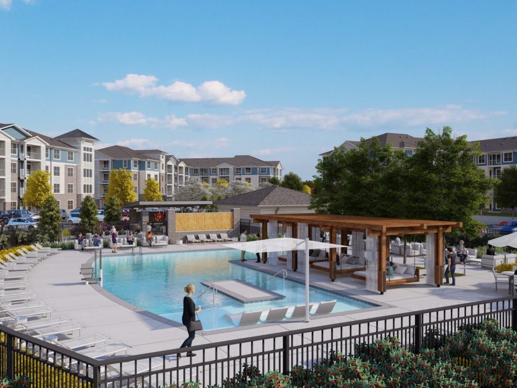 A rendering of Attain at Swift Creek, a $93.3 million, 344-unit, Class A multifamily community to be built in Chester, Va., by Bonaventure.