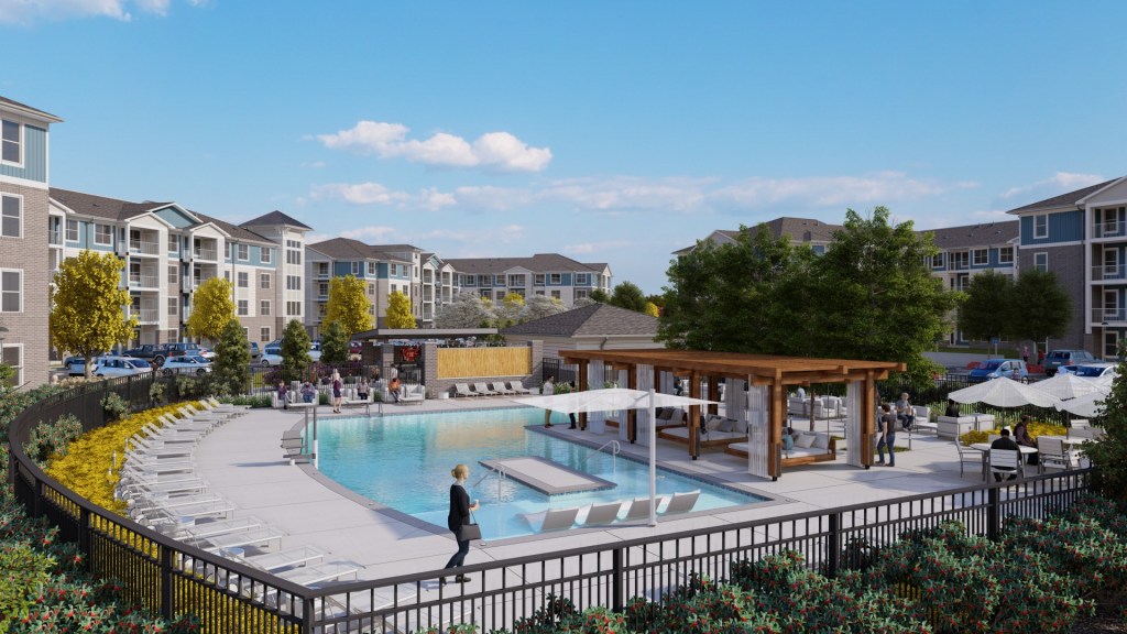 A rendering of Attain at Swift Creek, a .3 million, 344-unit, Class A multifamily community to be built in Chester, Va., by Bonaventure.