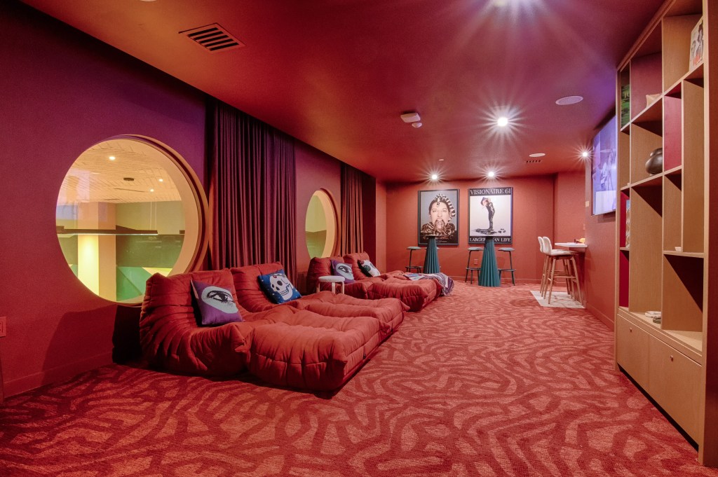 red karaoke bar with modern seats