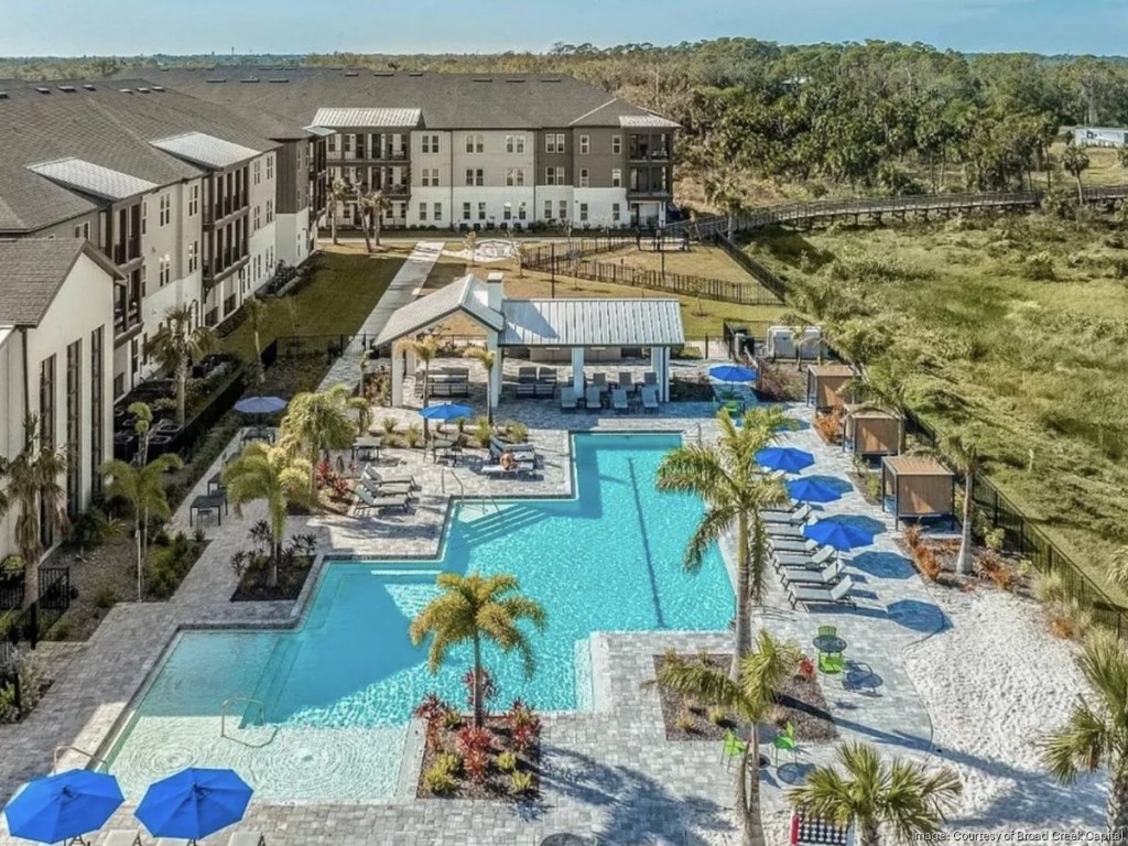 A photo of The Crossing at Palm Aire, a 315-unit, Class A apartment community completed in 2023 in Sarasota, Fla.