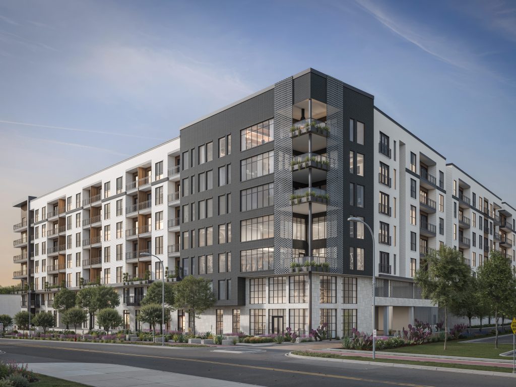 A rendering of The Kent, a seven-story, 396-unit apartment community being developed by HPI Real Estate Services and Investments in North Austin, Texas.
