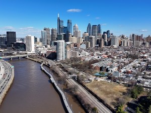 Schuylkill River Park At Philadelphia In Pennsylvania United States. Riverwalk Landscape. Downtown City. Schuylkill River Park At Pennsylvania United States. Leisure Park Scene.