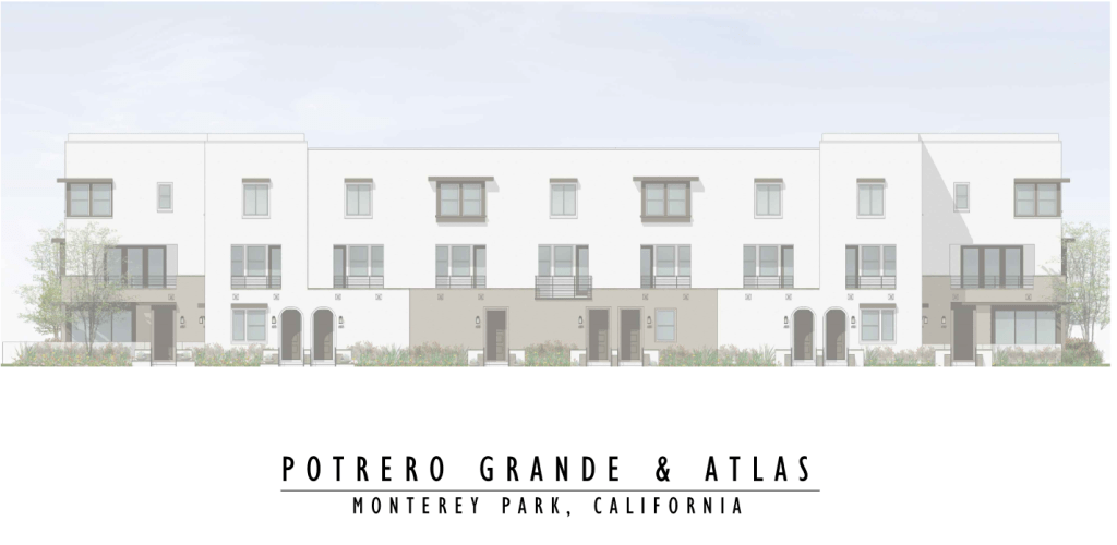 A rendering of Potero Grande & Atlas, the 159-unit townhome community being built at the site of the former medical campus