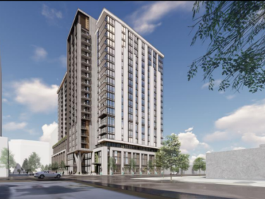 Rendering of ANOVA The pearl, a 20-story luxury multifamily tower in Charlotte, N.C.
