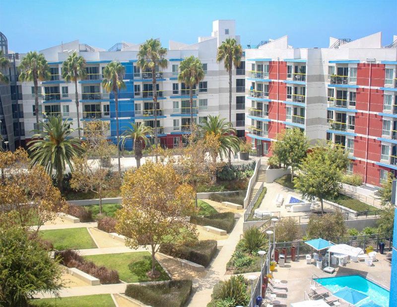 Exterior view of Shores community in in Marina del Rey, Los Angeles