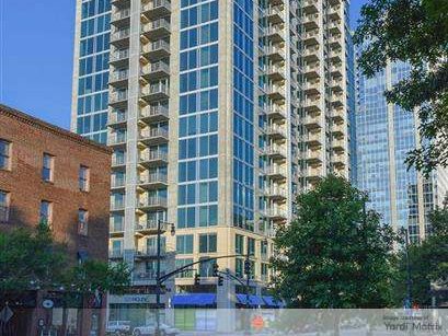 Exterior image pf SkyHouse Raleigh, an apartment tower in downtown Raleigh, N.C.