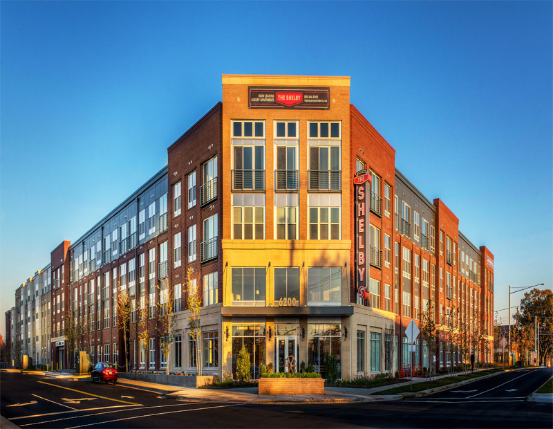 Exterior of The Shelby Apartments in Alexandria, Va., a suburb of Washington, D.C.